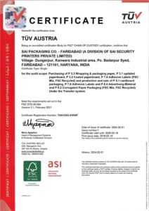 FSC - CHAIN OF CUSTODY CERTIFICATE